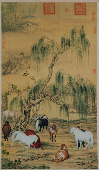 清_郎世宁_八俊图_台北故宫博物_像素6412x10990_分辨率762dpi