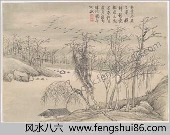 景敷四气.冬景图.12帧.清钱维城画.清乾隆时期.大都会博物馆藏本