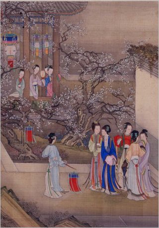 月曼清游图册.清陈枚绘.十二帧.绢本设色.北京故宫博物院藏