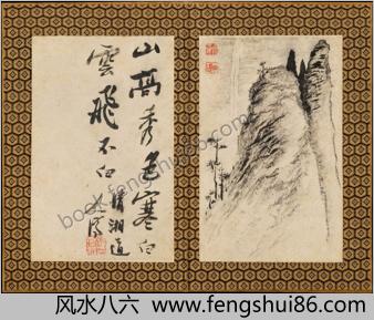苦瓜和尚书画册.清石涛画.12帧.日.富冈铁斋题.石涛道人书画神品.1695年