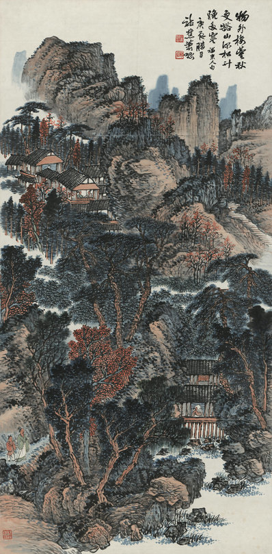 近代画.萧愻_林中楼_8083.16433