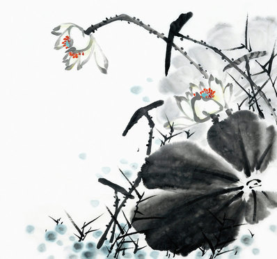 近代画.水墨荷花_国_6500.6079