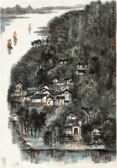 近代画.李可染_蜀中小景_6360.9176
