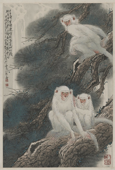 近代画.徐培晨_白猴图_6412.9492