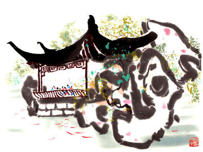 近代画.吴冠中_苏州园_11738.8776