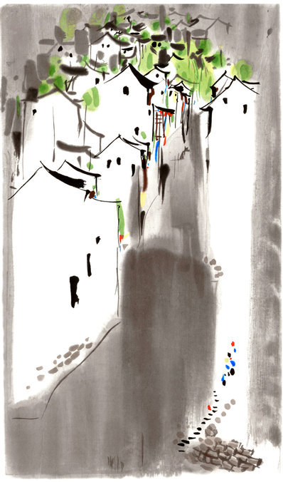 近代画.吴冠中_江南小景_副_4638.7874