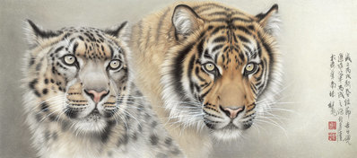 近代画.刘继彪_虎雪豹_7707.3407