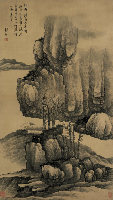 清代画.龚贤_高岗茅屋图_绢本_7087.12559