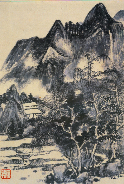 清代画.髡残_山水册_1_3787.5598