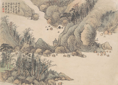 清代画.钱维城_山水花鸟册_开_大都会_11_4786.3464