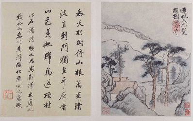 清代画.石涛_渊明诗意册页_连林人不觉-独树众乃_5182.3266