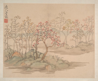 清代画.汪士慎_花卉山水图册页_八开_11_4100.3397