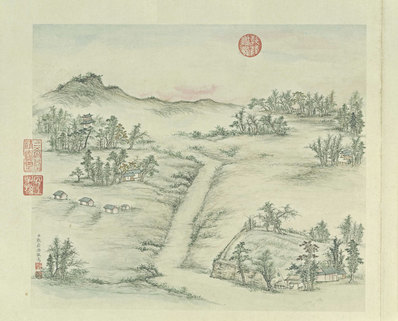 清代画.张若澄_燕山八景图_北京故宫_金台夕_5198.4189