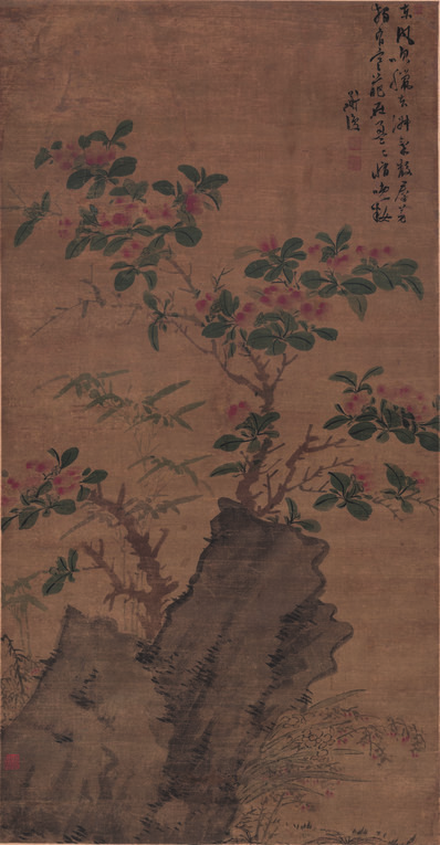 明代画.陈淳_着色花卉图轴_绢_6966.13393