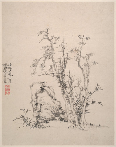 明代画.蓝瑛_仿宋元册页_开_大都会_9_3010.3805