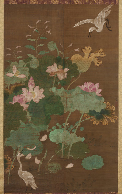 宋代画.莲池水禽图轴绢本东京国立博物_6348.10126