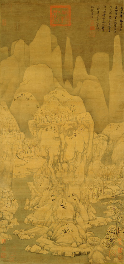 元代画.黄公望_九峰雪霁图轴_纸_6526.13843