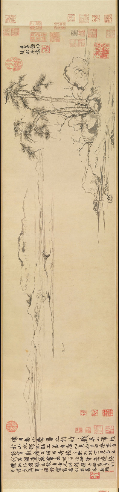 元代画.赵孟頮_双松平远图_13063.3169