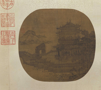 元代画.夏永_映水楼台图页绢本_4624.4094_600dpi