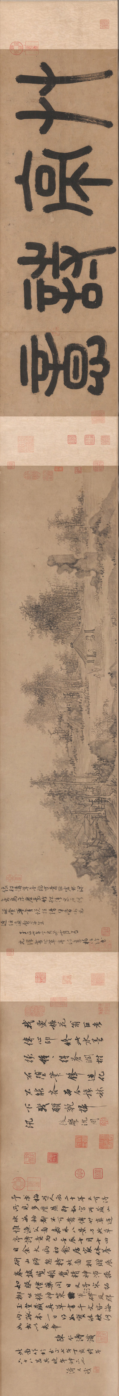 元代画.吴镇_草亭诗意图卷波士_27579.2362