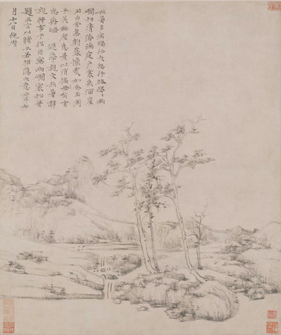 元代画.倪瓒_幽涧寒松图轴纸本_15557.18550