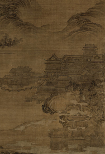 元代画_江山楼阁图轴_绢本_10916.16063