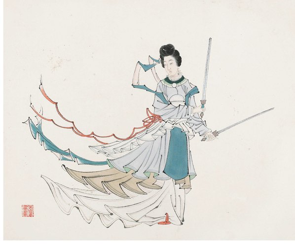 近代画.韦镒_临老莲人物册_册页_十二开选_11060.9159 近代画.韦镒_临老莲人物册_册页_十二开选_11060.9159