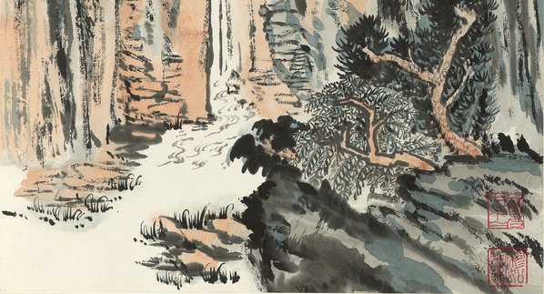 近代画.陆严少_雁荡飞瀑图_纸_5256.11328