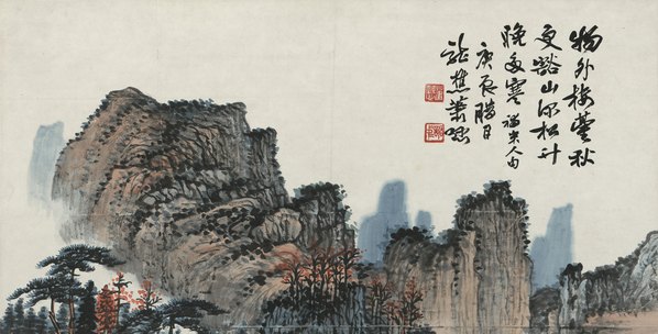 近代画.萧愻_林中楼_8083.16433