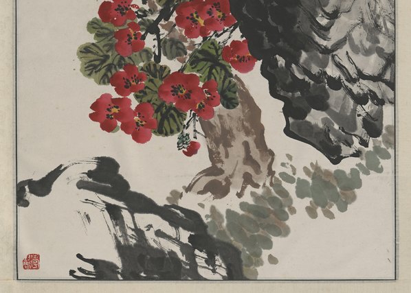 近代画.王个簃_茶花腊梅_6776.19301