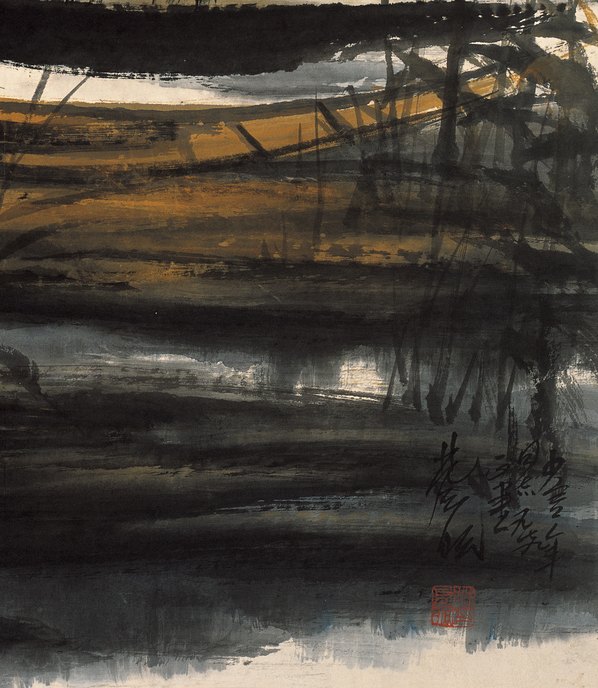 近代画.林凤眠_天晚渔舟_11074.12736