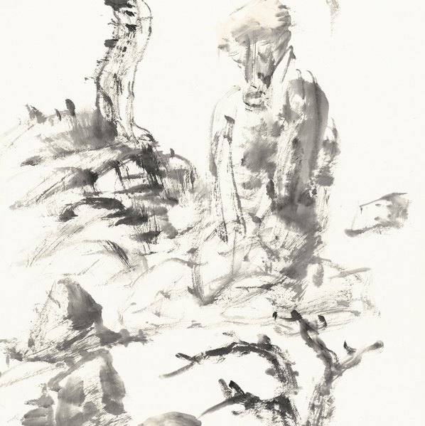近代画.李世南_寒林奴僧_6095.24407