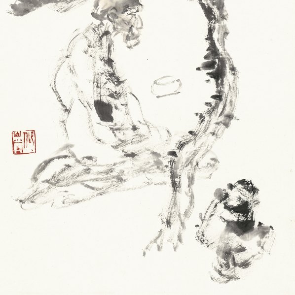 近代画.李世南_寒林奴僧_6095.24407