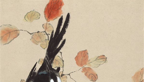 近代画.徐悲鸿_晚秋喜鹊图_纸本_3635.8326 近代画.徐悲鸿_晚秋喜鹊图_纸本_3635.8326