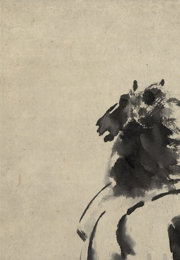 近代画.徐悲鸿_墨笔马轴_立马远眺_纸本_4393.6318 近代画.徐悲鸿_墨笔马轴_立马远眺_纸本_4393.6318