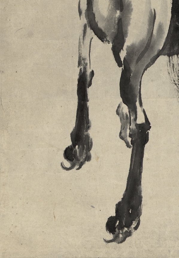 近代画.徐悲鸿_墨笔马轴_立马远眺_纸本_4393.6318 近代画.徐悲鸿_墨笔马轴_立马远眺_纸本_4393.6318