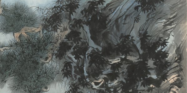 近代画.张善孖_双虎远眺图纸本_7955.15988 近代画.张善孖_双虎远眺图纸本_7955.15988