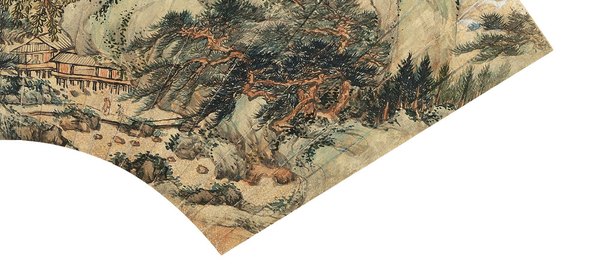 近代画.吴琴木_青山白云_扇面镜_7105.3295 近代画.吴琴木_青山白云_扇面镜_7105.3295