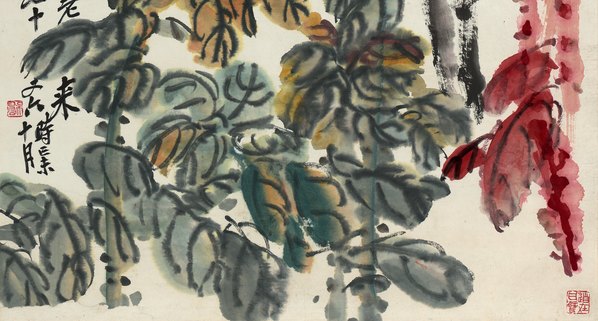 近代画.吴昌硕_老少年轴_纸本_5944.12754 近代画.吴昌硕_老少年轴_纸本_5944.12754