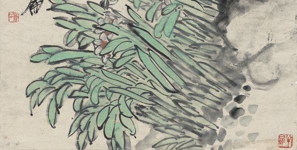 近代画.吴昌硕_天竹水仙轴_纸本_6126.12347