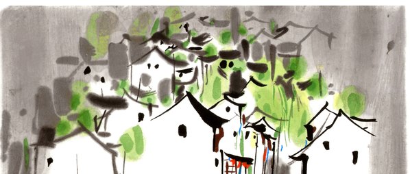 近代画.吴冠中_江南小景_副_4638.7874 近代画.吴冠中_江南小景_副_4638.7874