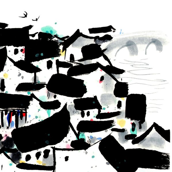 近代画.吴冠中_桥_7559.7592 近代画.吴冠中_桥_7559.7592