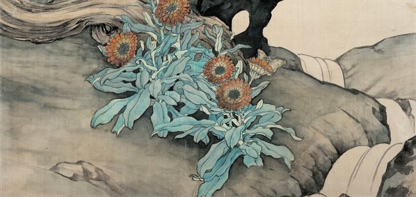 近代画.刘奎龄_花蝶葡萄_6350.12030