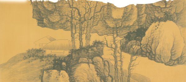 清代画.龚贤_高岗茅屋图_轴_绢本北京艺术博物