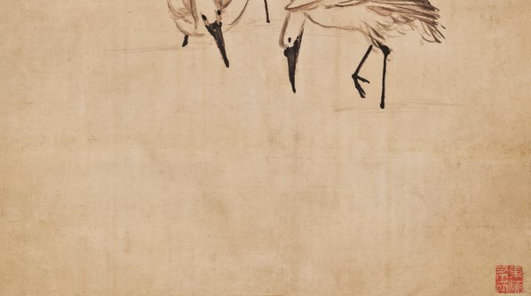 清代画.黄慎_柳塘双鹭图纸本_日_8858.19701