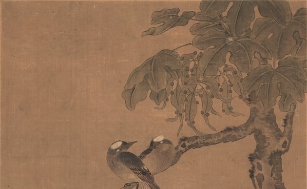 清代画.阙岚_花鸟_梧桐白头图_绢本_4806.11878