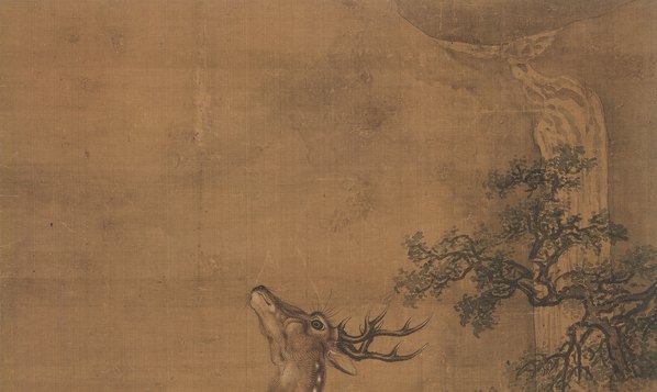 清代画.沈铨_双鹿图_绢本_7157.17107