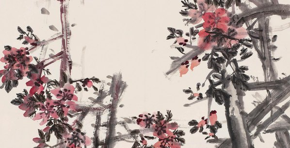 清代画.吴昌硕_秾艳灼灼云锦鲜立轴_5382.11000