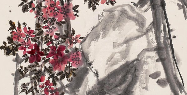 清代画.吴昌硕_秾艳灼灼云锦鲜立轴_5382.11000