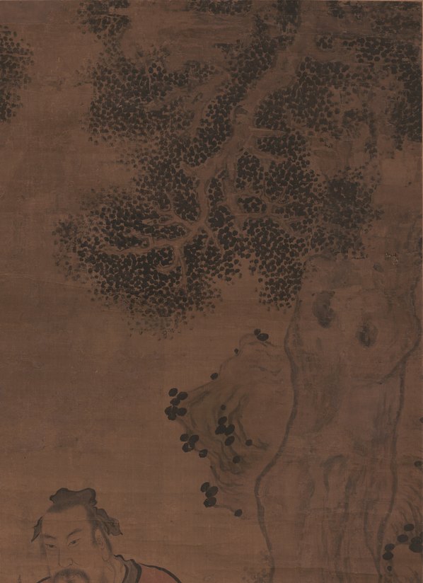 清代画.华岩_柏下仙鹿图轴绢本_14734.20311